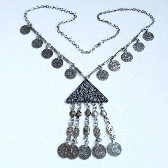 Tribal Coin Tassel Statement Necklace - Picture 14 of 14